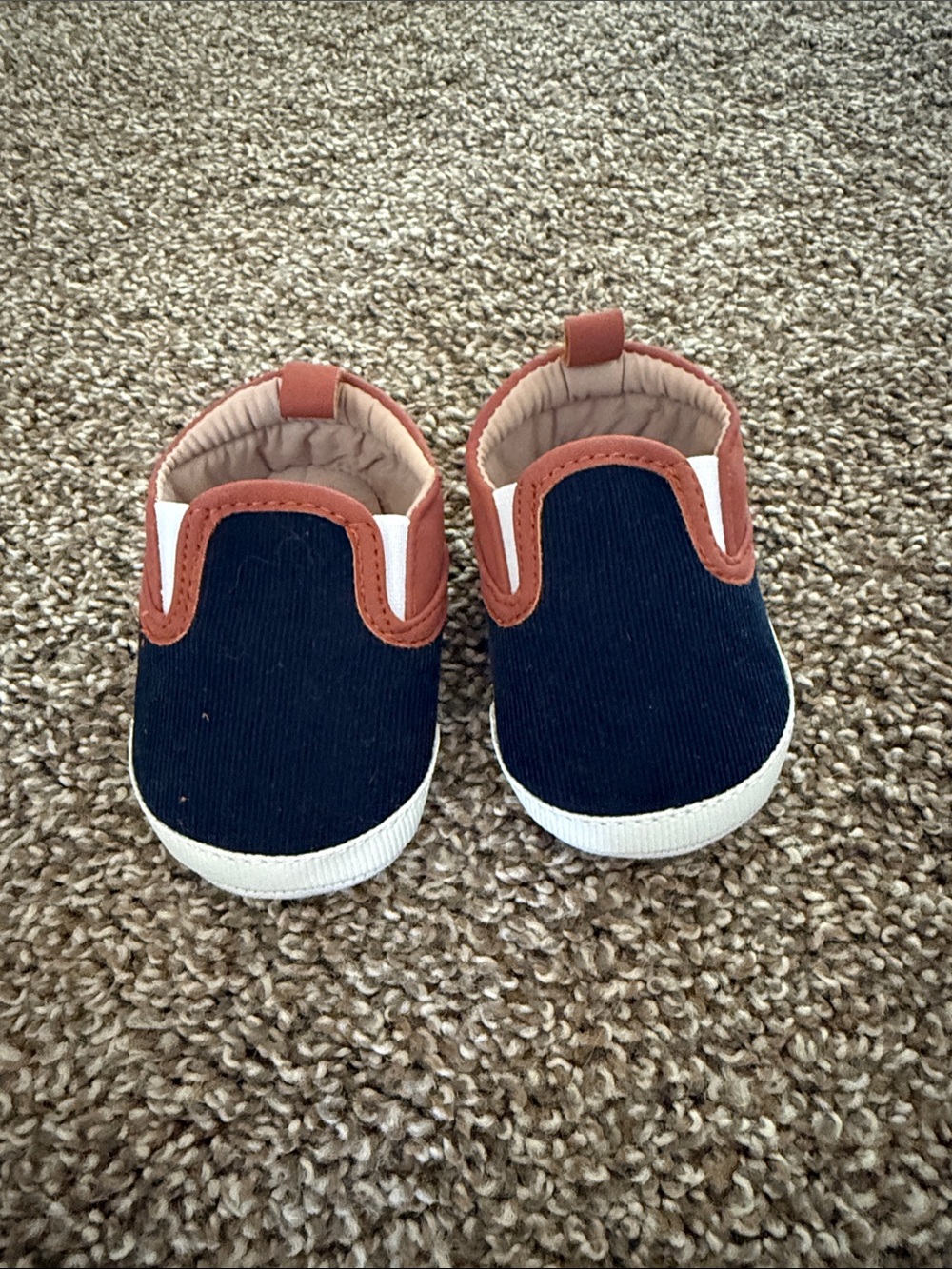 Baby Slip-On Canvas Shoes in Navy and Brown